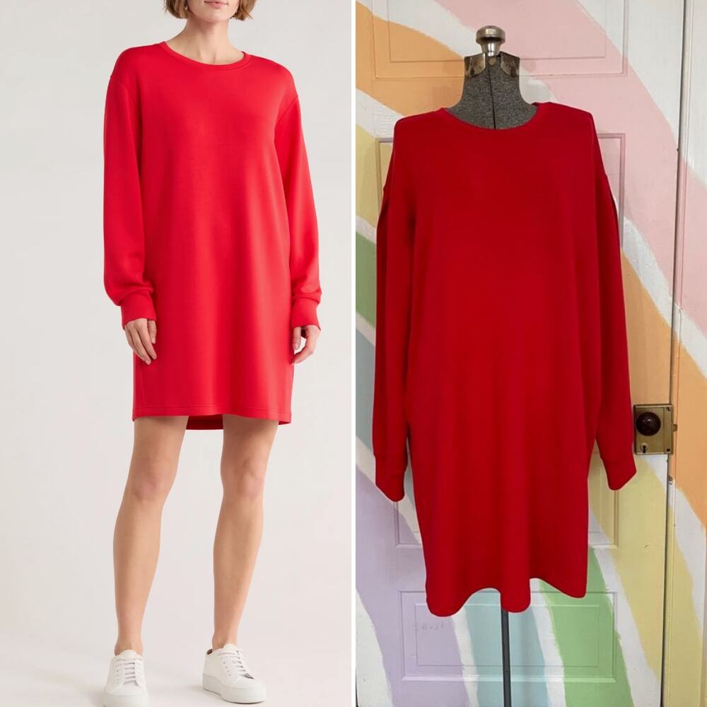 ✨SPANX AirEssentials Red Sweatshirt Dress Soft Stretch Lounge Sz XL